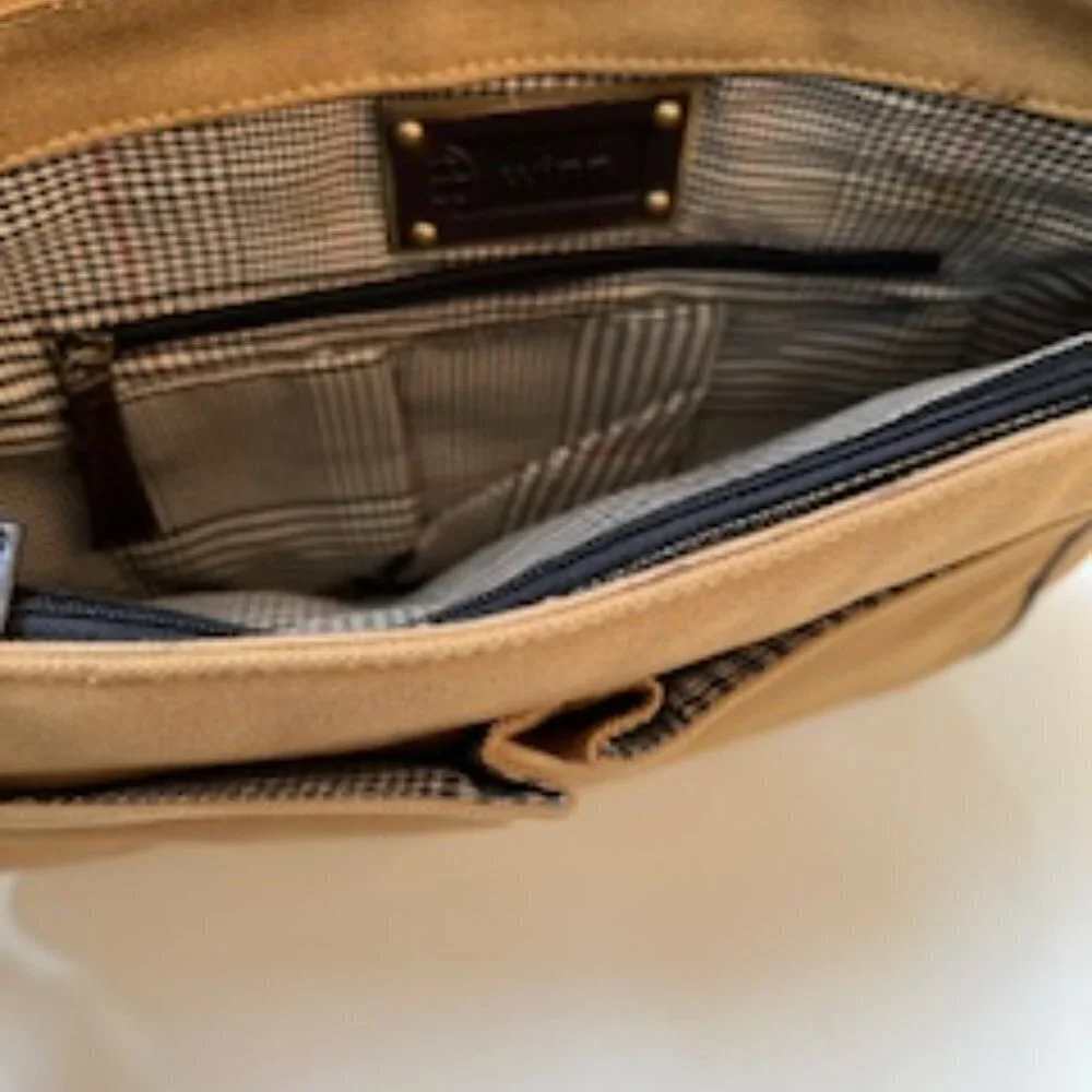Winn International Cotton Canvas Messenger Bag W/Leather Style 2414